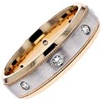 انگشتر زنانه دورنگ طلا زرد و سفید 18 عیار با نگین الماس تراش برلیان : مدل rgf1048