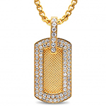 پلاک و آویز گردنبند مردانه طلا زرد با نگین الماس تراش برلیان طرح کلاسیک: مدل npdm1058