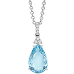 پلاک گردنبند طلا سفید زنانه و جواهر توپاز و الماس تراش برلیان مدل: npdf13367