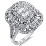 حلقه ازدواج الماس جدید خاص و لوکس باگت و برلیان و مارکیز قلم خور طلا سفید مدل: RDF1164