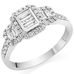 حلقه ازدواج الماس جدید باگت و برلیان طرحی لاکچری و زیبا عروسی و طلا سفید 18 عیار مدل: RDF1165