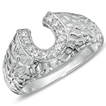 انگشتر نعل اسب طلا مردانه 18 عیار جدید و نگین جواهر الماس تراش برلیان مدل: rgm17189