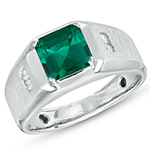 انگشتر طلا مردانه ساده و مینیمال نگین جواهر زمرد و الماس تراش برلیان مدل: rgm17192