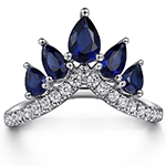 انگشتر طلا زنانه جدید یاقوت کبود تراش اشک و الماس تراش برلیان طرح تاج مدل: rgf1881