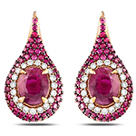 گوشواره طلا جدید زنانه جواهر یاقوت سرخ و برلیان سفید پشت عصایی مدل: edf1684 