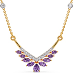 گردنبند طلا زنانه جدید فاخر جواهر آمیتیست و الماس تراش برلیان و طلا زرد 18 عیار مدل: ndf191