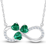 گردنبند قلب طلا زنانه جدید با نگین زمرد و الماس تراش برلیان طرح بی نهایت مدل: ndf193