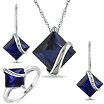 نیم ست یاقوت آبی با طلای سفید 18 عیار زنانه طرح مینیمال مدل: hsdf1204