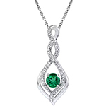 آویز طلا سفید و جواهر با نگین زمرد و الماس تراش برلیان طرح بی نهایت مدل: npdf13037