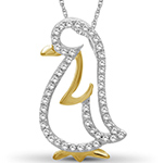 خرید اینترنتی آویز کودکانه طلای دورنگ با نگین الماس تراش برلیان طرح پنگوین - سایت زر