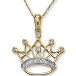 آویز طرح تاج کودکانه طلای زرد 18 عیار با نگین الماس تراش برلیان مدل : PDC1004