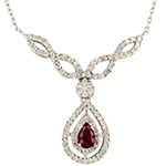 گردنبند طلا و جواهر با نگین یاقوت قرمز و الماس تراش برلیان مدل: ndf1360