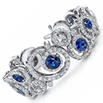 دستبند طلا زنانه جدید لاکچری جواهر نگین الماس تراش برلیان و یاقوت کبود طرح خاص مدل: bdf1289 