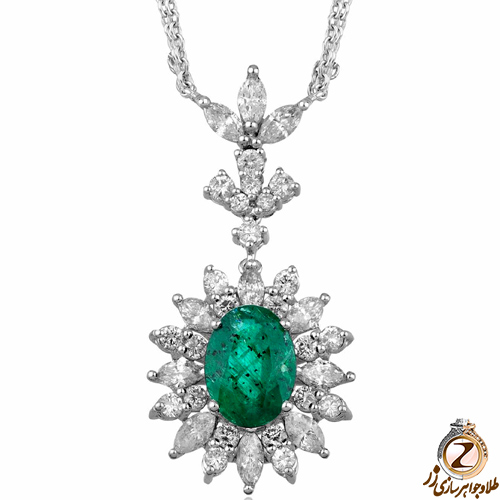 پلاک گل طلا زمرد و برلیان - خرید و سفارش در سایت زر