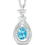 پلاک و آویز زنانه توپاز طلا سفید و جواهر الماس تراش برلیان طرح مدرن و شیک مدل npdf13244