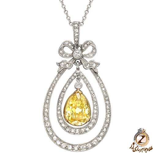 آویز زنانه طلا سیترین طرح پاپیون - سایت زر