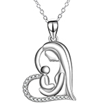 آویز مادر و کودک طلای زنانه برلیان طرح قلب مدل npdf13254