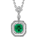 آویز گردنبند طلا جواهر زمرد و الماس تراش برلیان زنانه جدید طرح سوپر لوکس با شکل مربع مدل npdf13264