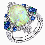 انگشتر جدید طلا و جواهر زنانه اوپال، یاقوت، زمرد و الماس تراش برلیان مدل:rgf1780