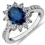 انگشتر طلا سفید زنانه مجلسی یاقوت کبود و برلیان مدل:rgf1782