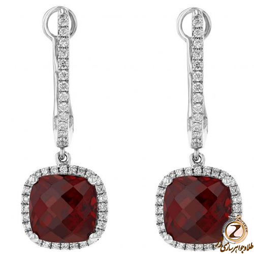 خرید و قیمت گوشواره طلا زنانه گارنت و برلیان - طلا و جواهر زر