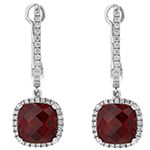 گوشواره طلا زنانه جدید سفید گارنت و الماس برلیان مدل edf1636