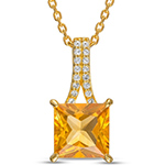 پلاک طلا زرد زنانه جواهر نگین سیترین و الماس برلیان مدل:npdf13302