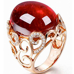 انگشتر طلا زنانه عقیق و جواهر الماس تراش برلیان طرح گنبدی جدید مدل rgf1822