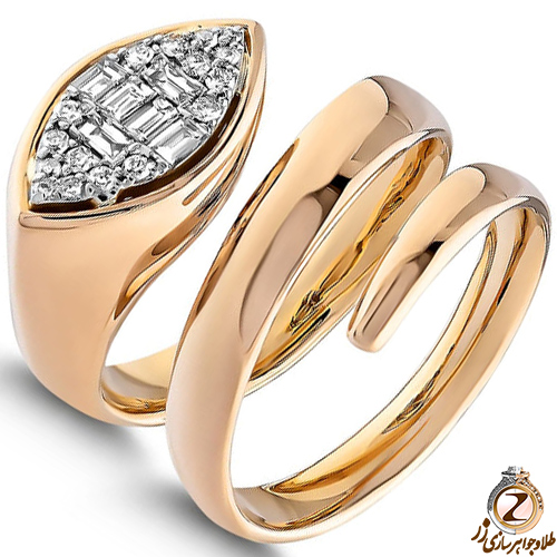 خرید و مشخصات انگشتر پیچی طلا الماس زنانه طرح مار - سایت زر