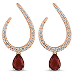 گوشواره طلا جدید دخترانه یاقوت سرخ و برلیان پشت میخی مدل edf1657 