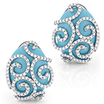 گوشواره طلا و جواهر فیروزه و برلیان پشت کلیپسی طرح جدید مدل: edf110666