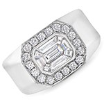 انگشتر طلا مردانه خاص 18 عیار سفید و جدید نگین جواهر الماس تراش برلیان و باگت مدل: rgm17200 