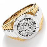 انگشتر رولکس طلا مردانه خاص جواهر نگین الماس تراش برلیان و طلای زرد 18 عیار شیک و مدرن مدل rgm17202