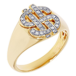 انگشتر دلار طلا مردانه جواهر الماس تراش برلیان و طلا زرد 18 عیار طرح مینیمال مدل: rgm17203