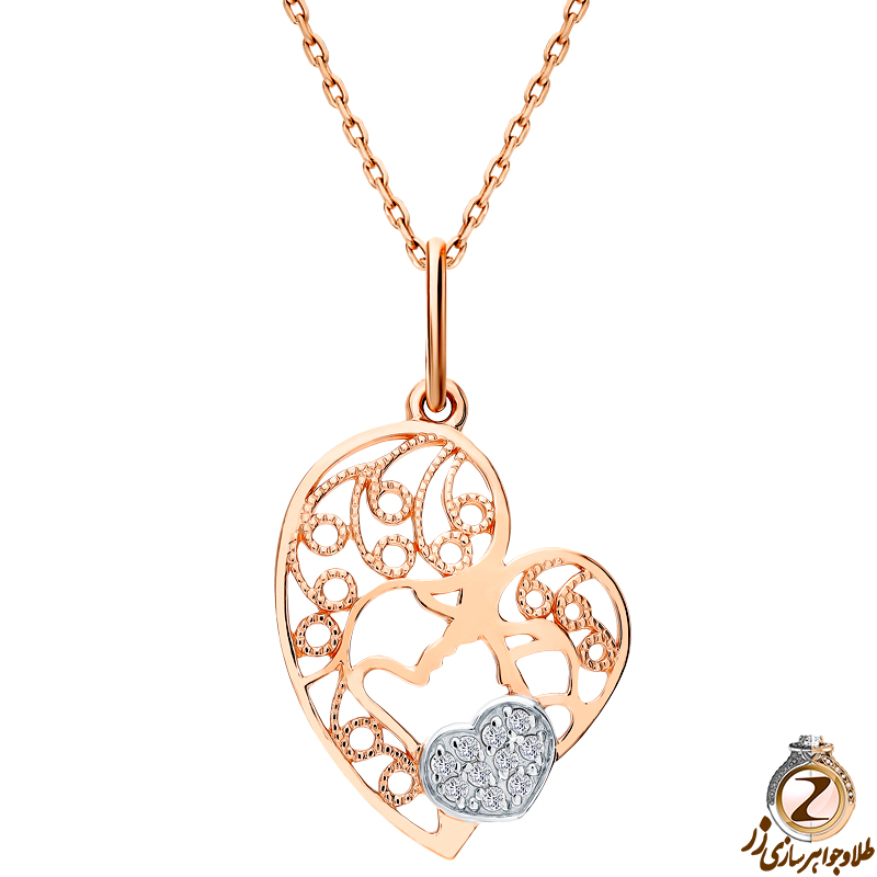 خرید و قیمت آویز گردنبند طلا 18 عیار زنانه طرح مادر و کودک خاص جواهر الماس تراش برلیان آمیخته با طرح قلب - سایت زر