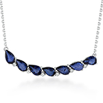  گردنبند طلا سفید 18 عیار زنانه جدید جواهر یاقوت کبود تراش اشک و الماس تراش برلیان مدل: ndf196 