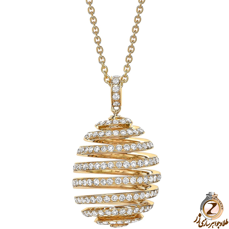 خرید و قیمت آویز الماس تراش برلیان و طلای زرد 18 عیار زنانه و دخترانه طرح مدرن و شیک - سایت زر