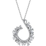 آویز الماس تراش باگت و برلیان و طلای سفید 18 عیار زنانه و دخترانه طرح خوشه مدل: pdb2357