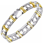 دستبند طلا مردانه خاص جدید طلای زرد و سفید جواهر الماس تراش برلیان طرح مینیمال مدل: bdm1088