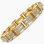 دستبند طلا مردانه لاکچری طلا زرد مات 18 عیار و جواهر الماس تراش برلیان بسیار شیک مدل: bdm1090