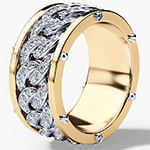 حلقه و انگشتر طلا مردانه خاص رینگ زنجیر کارتیه جواهر الماس تراش برلیان مدل dmr1017