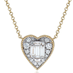 آویز قلب طلا سفید 18 عیار و نگین الماس تراش باگت و برلیان زنانه و دخترانه طرح مینیمال مدل: pdb2358 