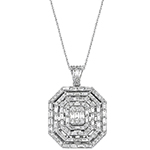 آویز باگت و برلیان الماس زنانه و طلا سفید 18 عیار جدید طرح چند ضلعی خاص و لاکچری مدل: pdb2361