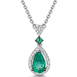 آویز طلا زنانه جدید زمرد سبز و الماس تراش برلیان طرح خاص و کلاسیک با طلای سفید 18 عیار مدل: npdf13410