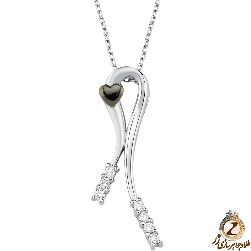 خرید و قیمت آویز الماس تراش برلیان و طلای سفید 18 عیار زنانه و دخترانه طرح مینیمال قلب - سایت زر
