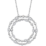 آویز الماس تراش برلیان و طلای سفید 18 عیار زنانه و دخترانه طرح دایره دو تایی مدل: pdb2364 