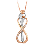 آویز الماس تراش برلیان جواهر و طلای 18 عیار طرح دو عاشق ابدی با علامت بی نهایت مدل: pdb2365