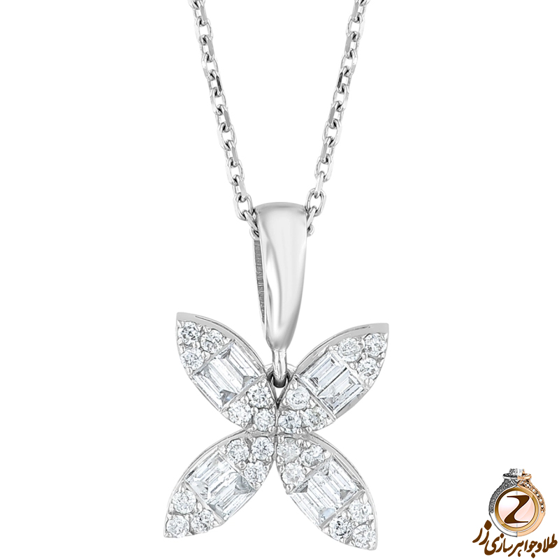 خرید آویز الماس تراش برلیان طرح پروانه کوچک جواهر و طلای سفید 18 عیار دخترانه و زنانه به همراه قیمت آنلاین در سایت زر