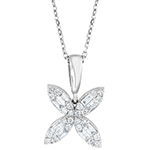 آویز الماس تراش باگت و برلیان طرح پروانه کوچک جواهر و طلای سفید 18 عیار دخترانه و زنانه مدل: pdb2367