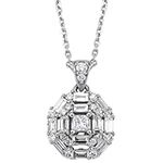 آویز الماس تراش باگت، پرنس و برلیان طرح چند ضلعی جواهر و طلای سفید 18 عیار دخترانه مدل: pdb2369